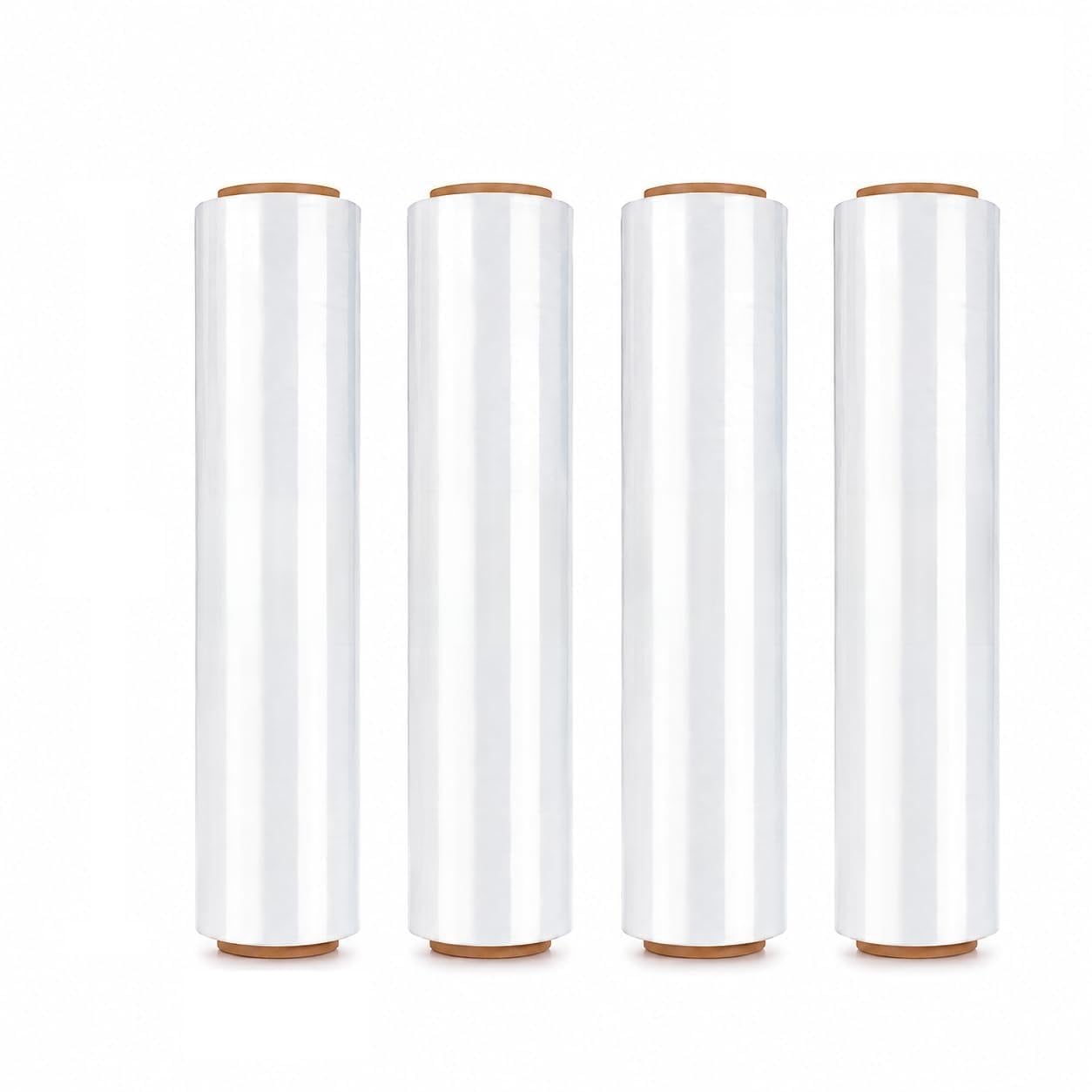 Warm Fortune 4 Rolls Clear Stretch Wrap Film 18” x 1500 feet Plastic Wrap for Moving, Packing, Shipping & Storage Heavy Duty Industrial Cling Film for Boxes and Furniture