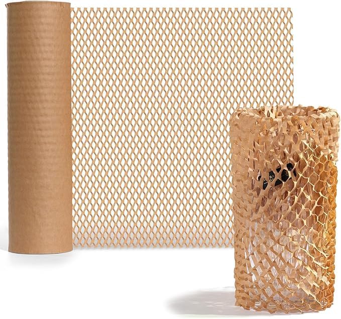 Warm Fortune Honeycomb Packing Paper Roll 12" x 984 Ft, Brown Kraft Honeycomb Cushioning Wrap for Moving, Shipping, Packing, Wrapping, Void Fill, Eco Friendly Packaging and Protective Paper
