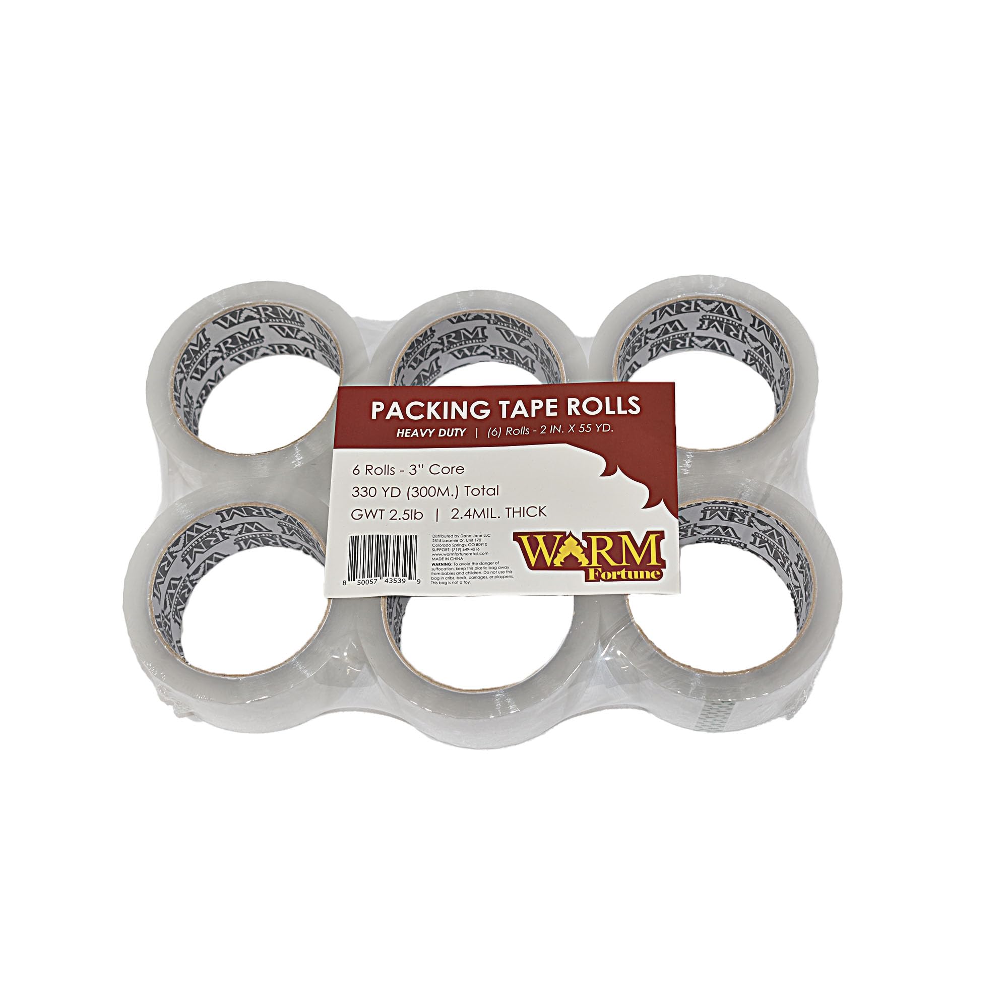 Carton Sealing Clear Packing Tape Box Shipping (6 Rolls) /  2”x55YD, 2.4mil