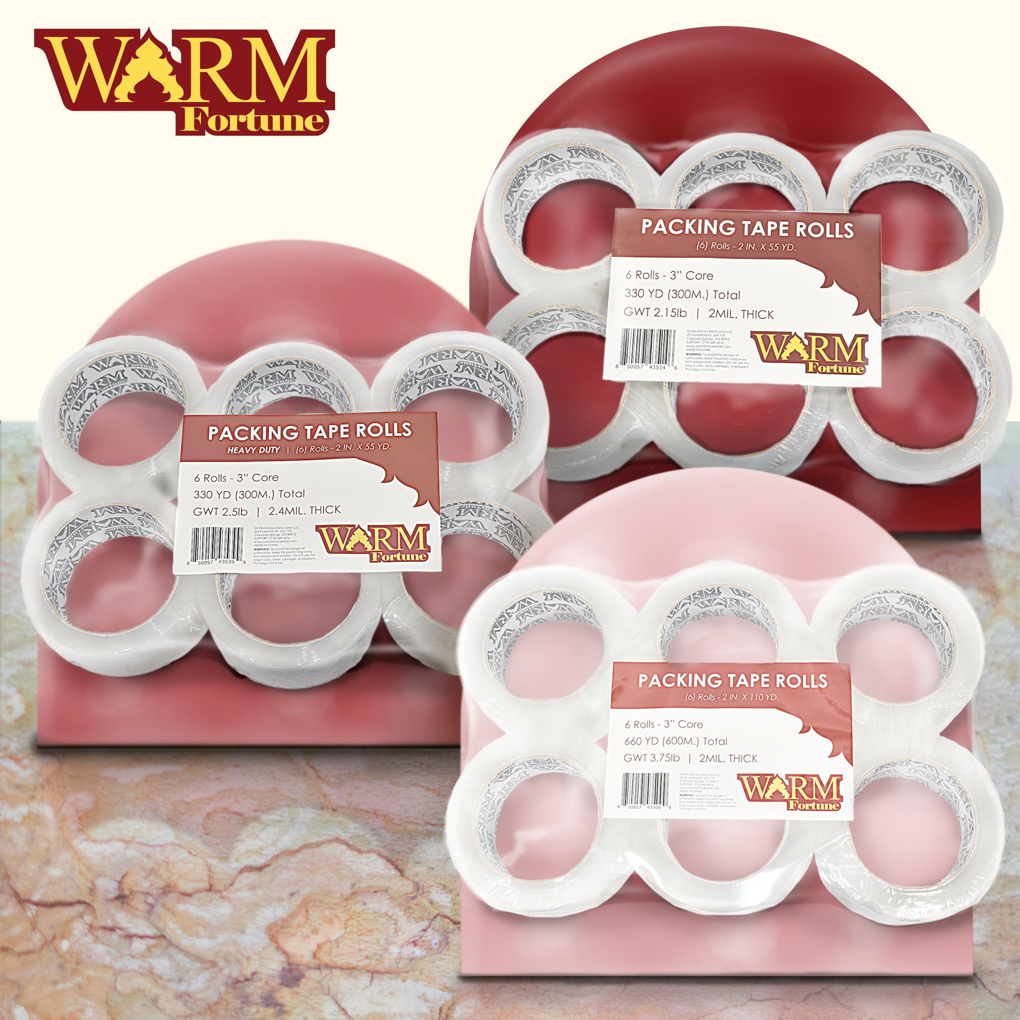 Carton Sealing Clear Packing Tape Box Shipping (6 Rolls) /  2”x55YD, 2.4mil