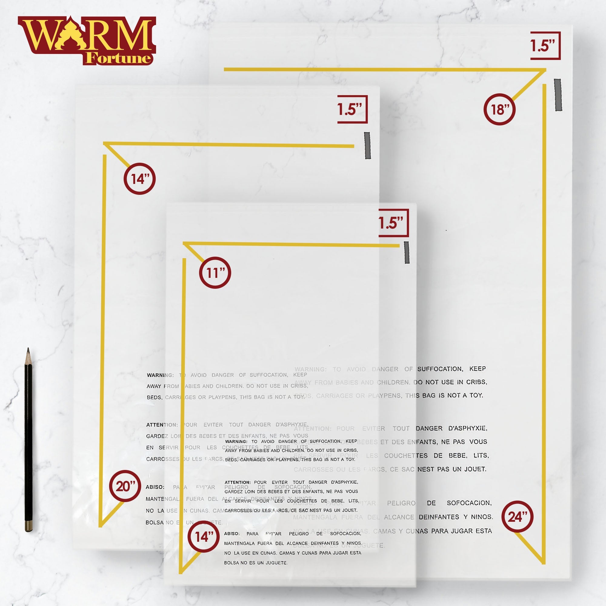 Clear Suffocation Warning Mailer Plastic Poly Bags