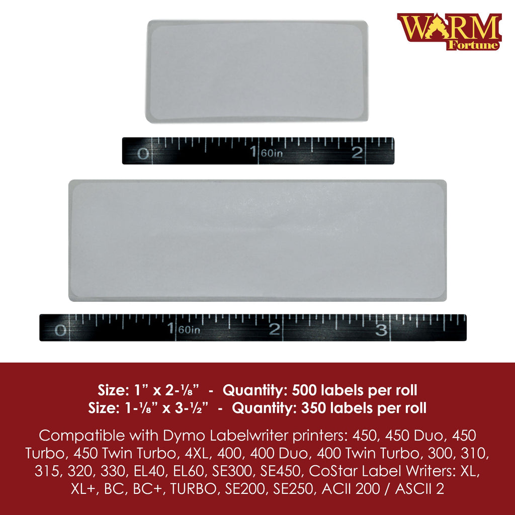 Address & Multipurpose Adhesive White Paper Labels (1”x2-⅛, 1-⅛”x3-½)