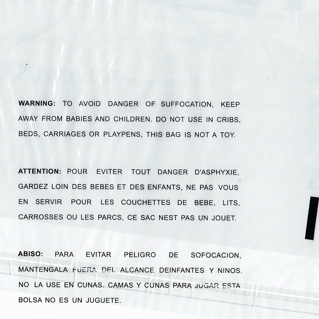 10 Pack 14"x20" Clear Poly Bag, Sets of 100; Self-Sealing Suffocation Warning Mailer Bags