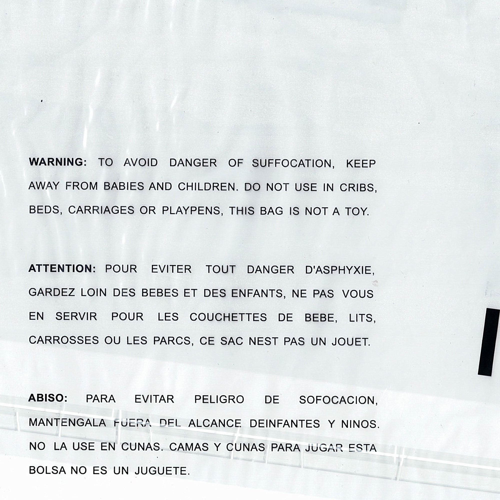 10 Pack 11"x14" Clear Poly Bag, Sets of 100; Self-Sealing Suffocation Warning Mailer Bags